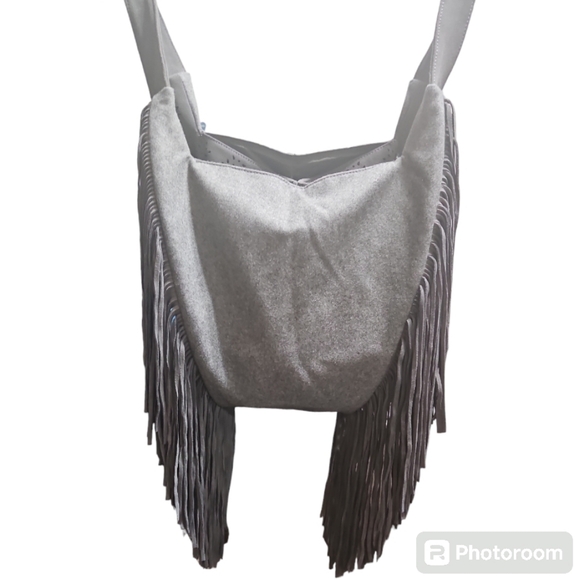 🥳SOLD🥳Johnny Was Elodie Laser Cut Suede Leather Fringe Shoulder Hobo Bag - Picture 5 of 15